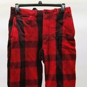 Red and Black 100% Wool Pants with Suspenders. 36 waist in mens "Vintage"
